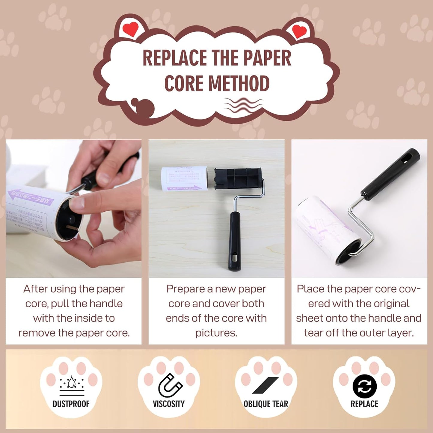 Lint Remover Roller with Holder Pet Hair